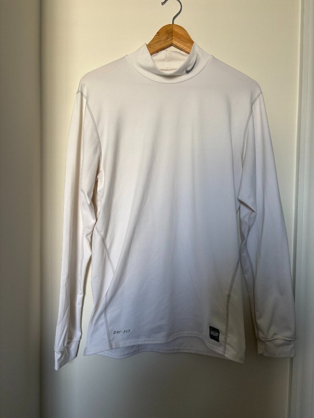 Nike Pro Combat Dri-FIT Compression Mock Neck Long Sleeve White Gray L